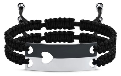 2 Stück • Partnerarmbänder (Schwarz+Silber) 2 Stück • Partnerarmbänder (Schwarz+Silber)