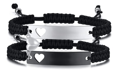 2 Stück • Partnerarmbänder (Silber+Schwarz) 2 Stück • Partnerarmbänder (Silber+Schwarz)
