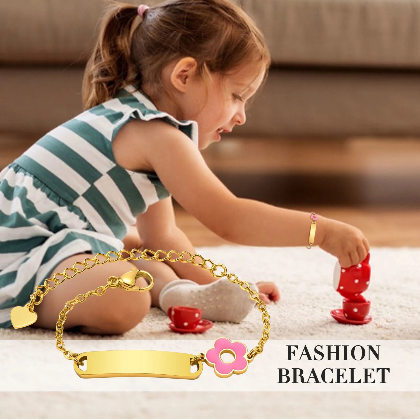 Blumen Kinderarmband mit Gravur