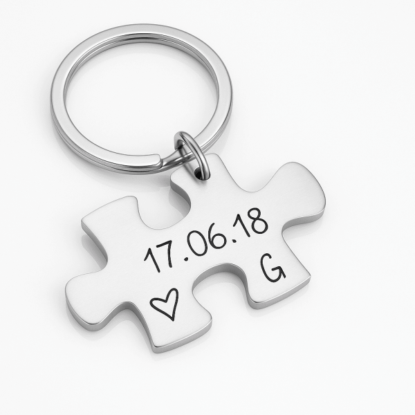 Puzzle Schlüsselanhänger mit Gravur – personalisiert mit Wunschtext & Buchstaben