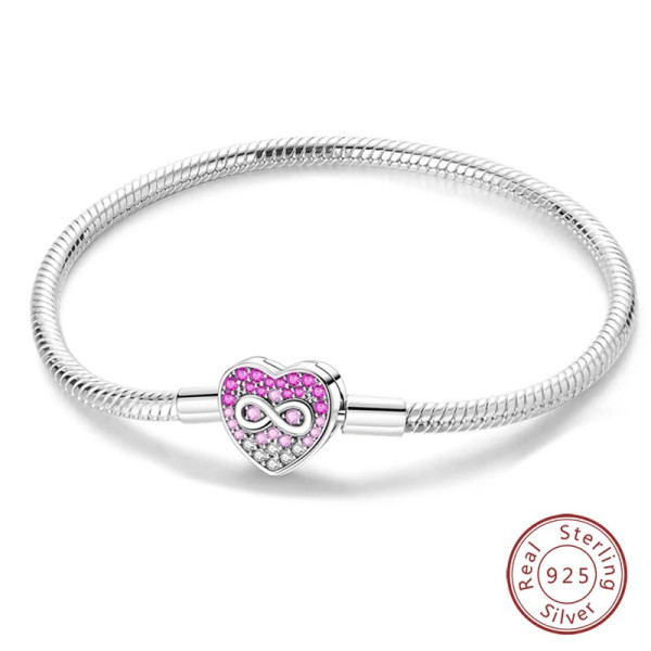 Silberarmband aus 925 Sterling Silber (Unendlichkeit) mit Rosa Zirkonia