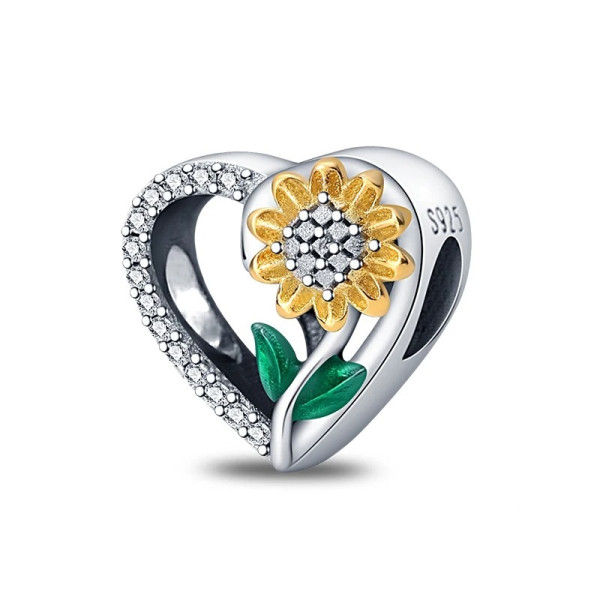 Sonnenblume-Anhänger mit Zirkonia aus 925 Sterling Silber