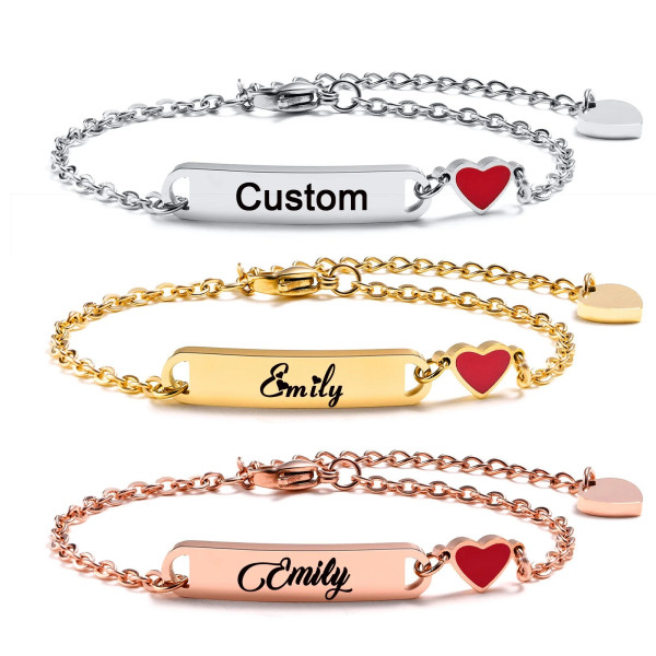 Herz Armband – personalisierbarer Wunschtext mit Gravur