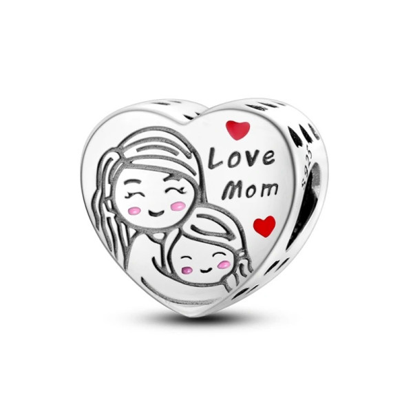 Anhänger mit Aufschrift „Love Mom“ aus 925 Sterling Silber