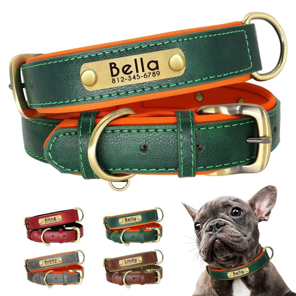 Lederhalsband mit Namensgravur - Hundehalsband