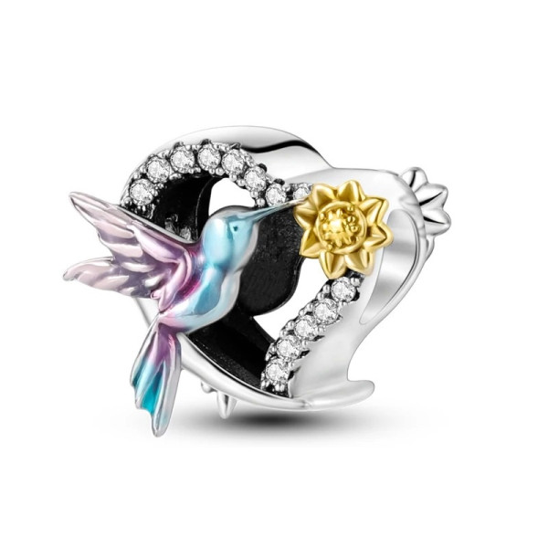Vogel-Anhänger mit Zirkonia-Sonne aus 925 Sterling Silber