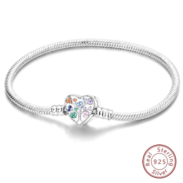 Baum-Silberarmband mit buntem Zirkonia aus Sterling Silber