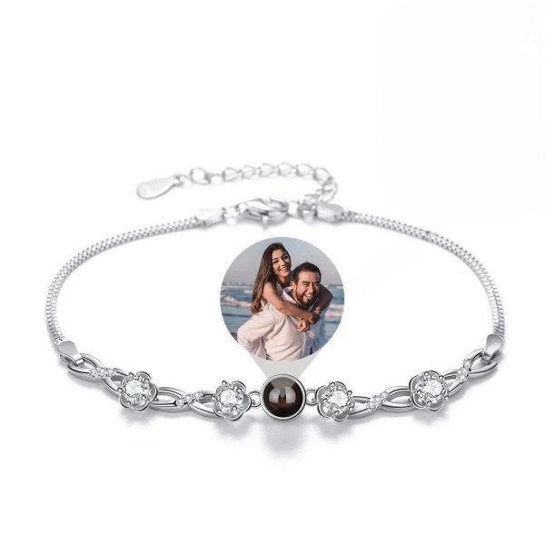 Damen Silberarmband Fotoprojektion - 925er Sterling Silber, 20-25 Länge (verstellbar)