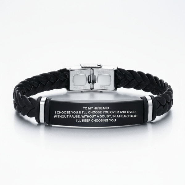 Personalisierbares Herren Lederarmband – Gravur mit Wunschtext & Symbol