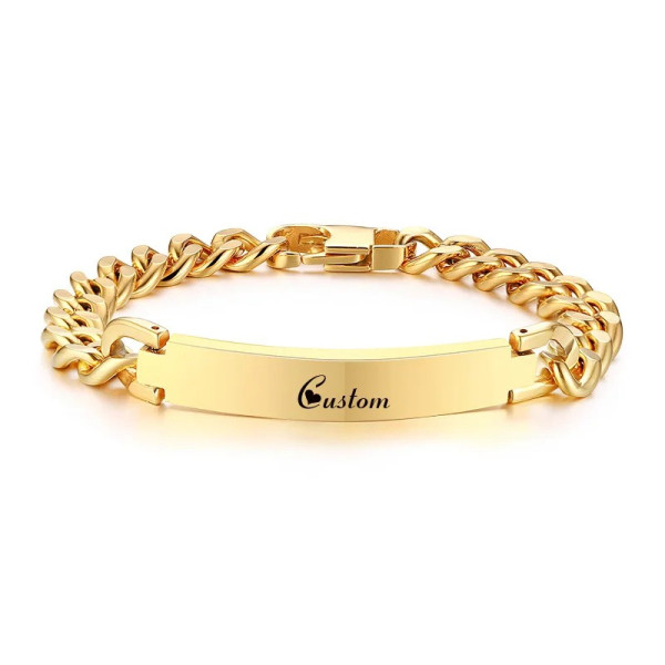 Gliederarmband aus Edelstahl für Herren – Gravur mit Wunschtext & Symbol