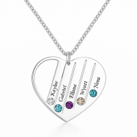 Gravur-Halskette mit Geburtssteinen, Personalisierte Kette mit mehreren Namen Gravur-Halskette mit Geburtssteinen, Personalisierte Kette mit mehreren Namen