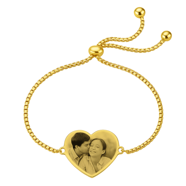Herz Armband mit Fotogravur – Personalisiertes Damenarmband 17–23 cm