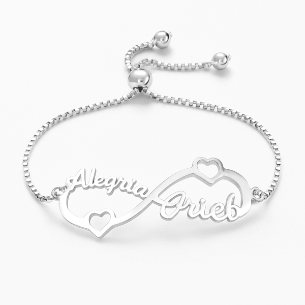 Unendlichzeichen Armband aus Edelstahl – personalisiertes Multi-Namensarmband
