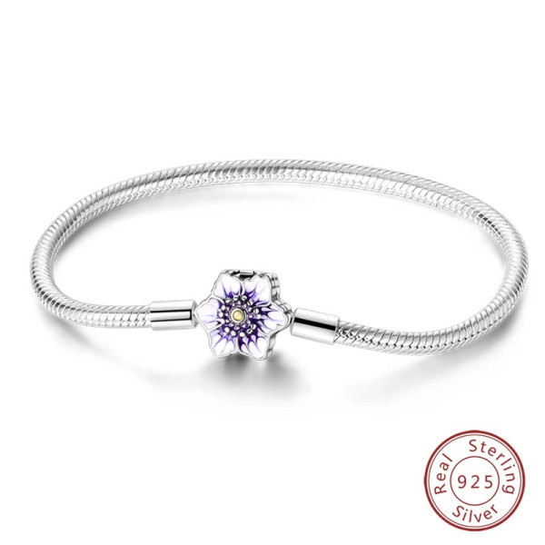 Silberarmband aus 925 Sterling Silber (Weiße Blume)