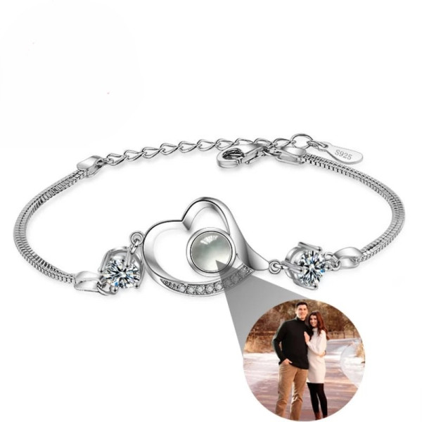 Damen Silberarmband Fotoprojektion 925er Sterling Silber (15-20cm, verstellbar)