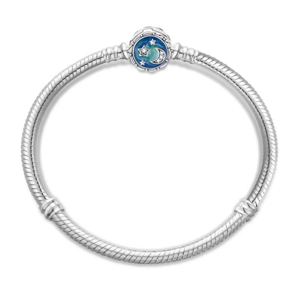 Silberarmband aus 925 Sterling Silber (Mond) mit blauem Zirkonia Anhänger