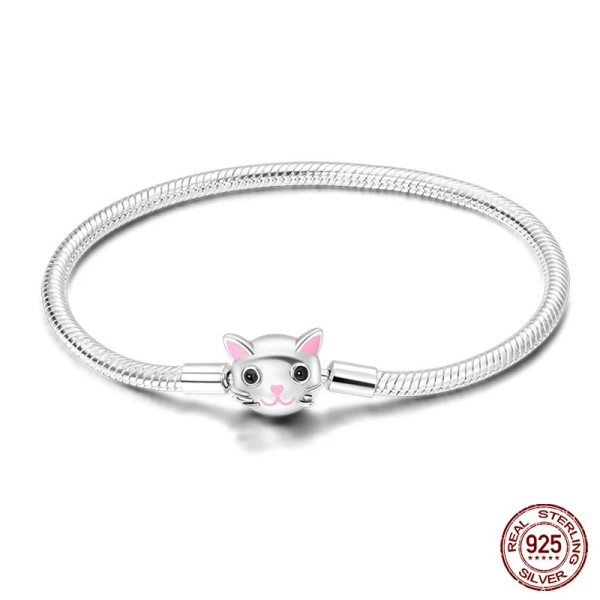 Silberarmband aus 925 Sterling Silber mit Katzen-Anhänger
