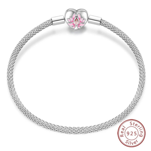 Silberarmband aus 925 Sterling Silber (Feuer) mit Rosa Zirkonia Herz-Anhänger