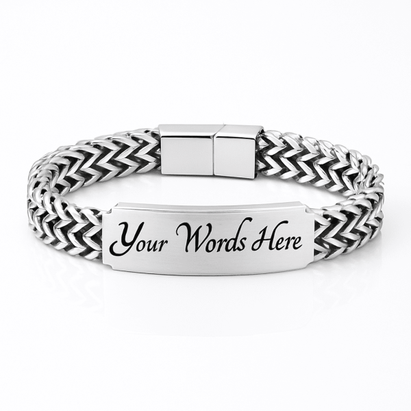 Personalisierbares Armband aus Edelstahl für Herren – mit Wunschtext graviert