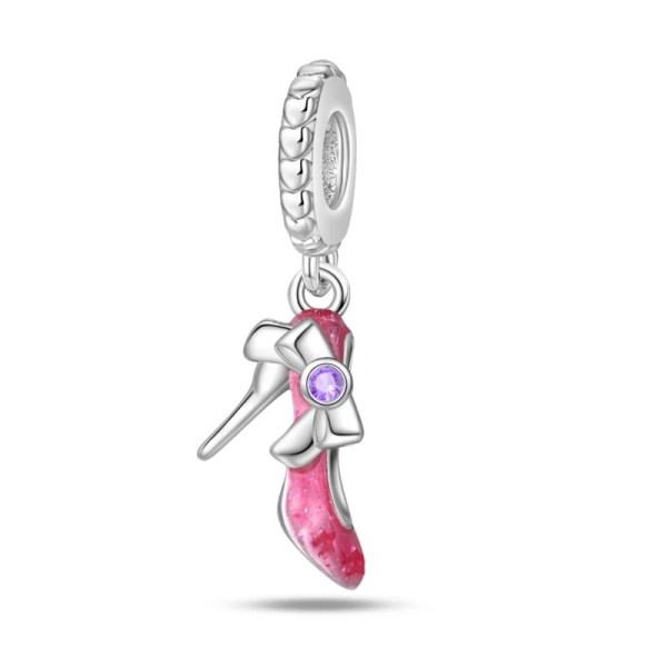 Damenschuh-Anhänger mit Rosa-Zirkonia aus 925 Sterling Silber
