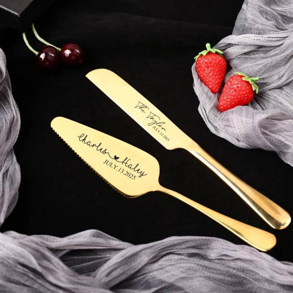 Graviertes Kuchenschneide-Set – Personalisiertes Besteck mit Namen aus Edelstahl
