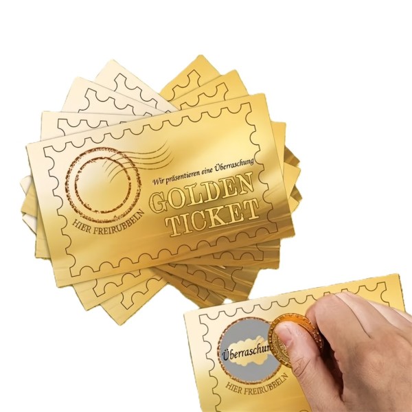 Golden Ticket Rubbelkarten – zum selbst Beschriften & Freirubbeln