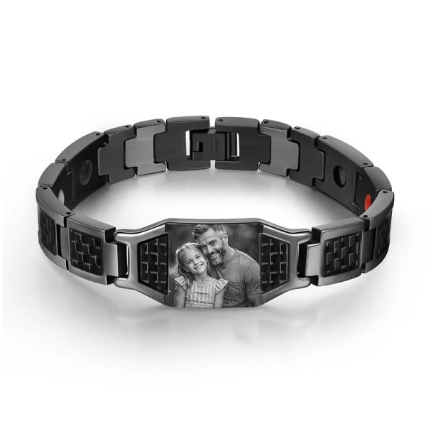 Herrenarmband mit eigenem Foto – Personalisiertes Gravur-Armband aus Edelstahl