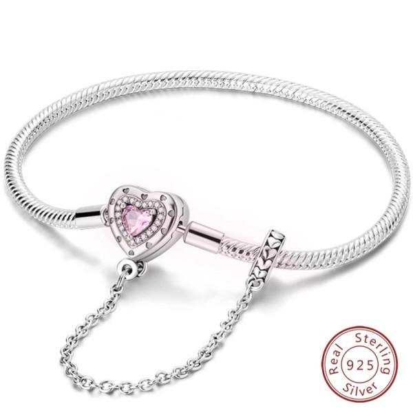 Zirkonia Herz Silberarmband aus 925 Sterling Silber