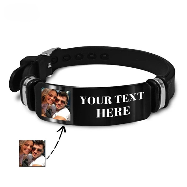 Silikonarmband mit eigenem Foto & Wunschtext personalisiert