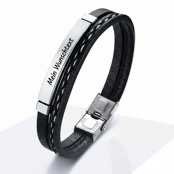 Personalisierbares Herrenarmband aus Leder – mit Wunschgravur