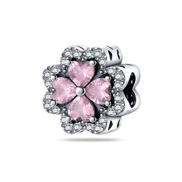 Kleeblatt-Anhänger mit Rosa Zirkonia aus 925 Sterling Silber