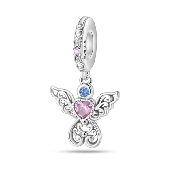 Kreuz-Anhänger mit Rosa-Blauem Zirkonia aus 925 Sterling Silber
