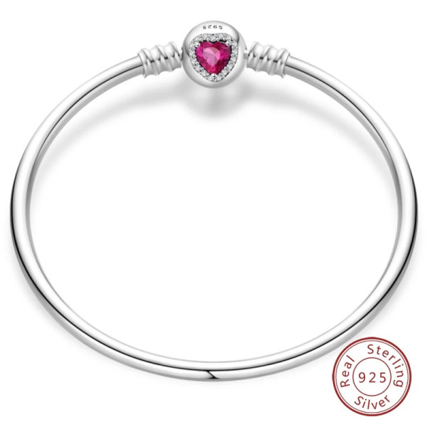 Kugel Silberarmband aus 925 Sterling Silber mit Herz-Zirkonia