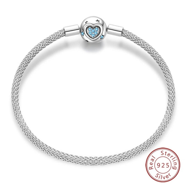 Silberarmband aus 925 Sterling Silber (Herzkugel) mit hellblauem Zirkonia