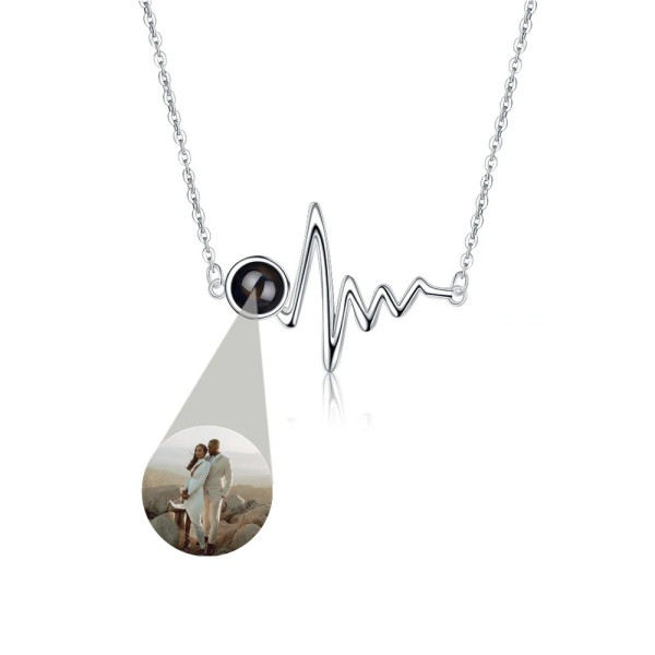Fotoprojektion Pulsschlag-Halskette aus 925er Sterling Silber – Personalisierte Halskette mit Bild