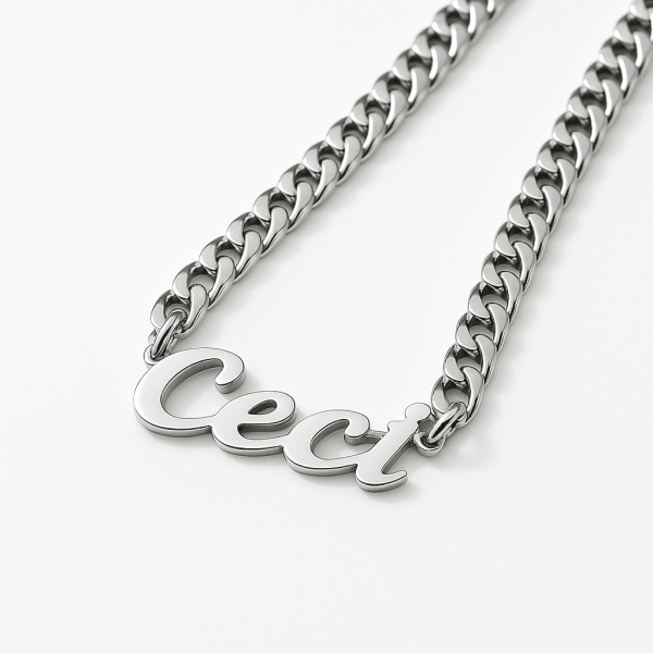 Edelstahl Namenskette – Personalisierte Halskette mit dicker Kette