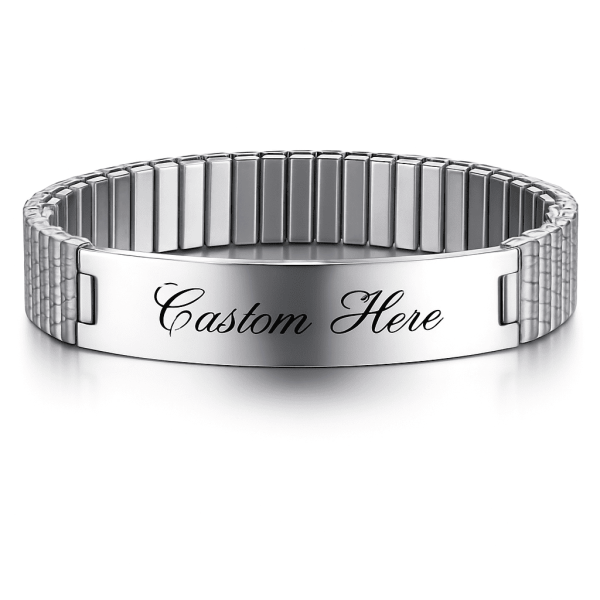 Herren Edelstahl Armband – personalisierte Gravur mit Wunschtext
