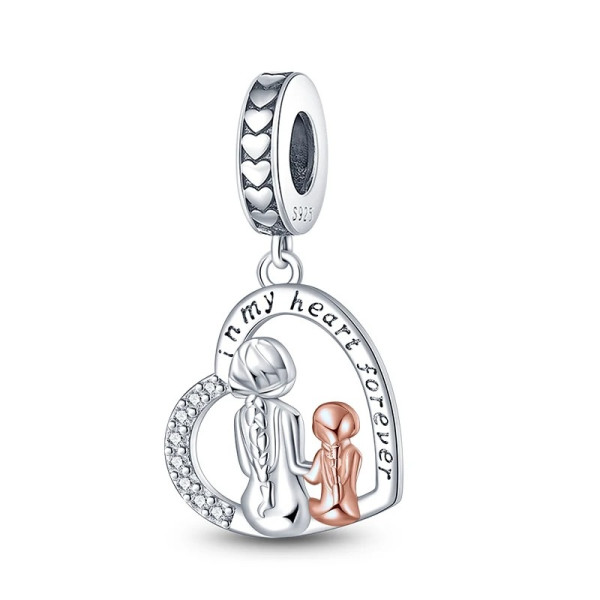 Mutter-Tochter-Anhänger mit Zirkonia aus 925 Sterling Silber