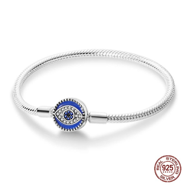Silberarmband aus 925 Sterling Silber (Auge) Armband mit blauem Zirkonia