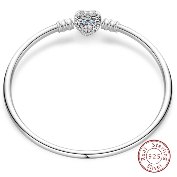 Herz Silberarmband aus 925 Sterling Silber mit Schmetterling-Zirkonia