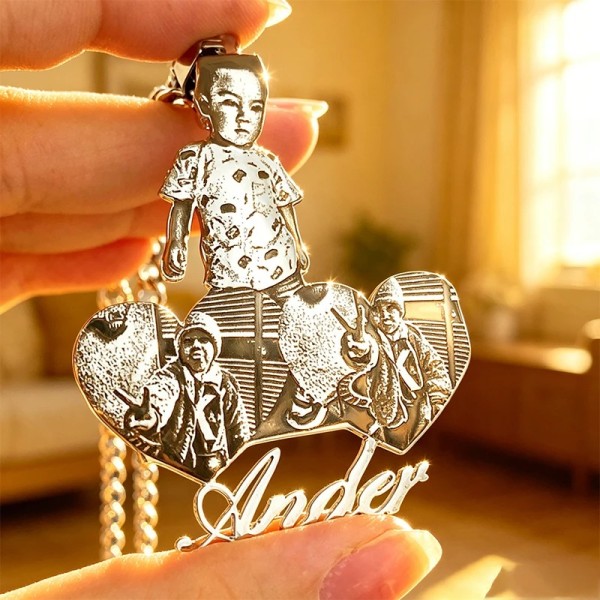 Personalisierter Foto Anhänger mit eigenem Bild, Logo & Text – Individuelle Fotokette