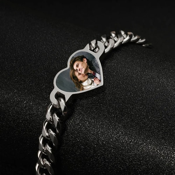 Personalisiertes Herz-Fotoarmband mit eigenem Bild – Verstellbares Armband