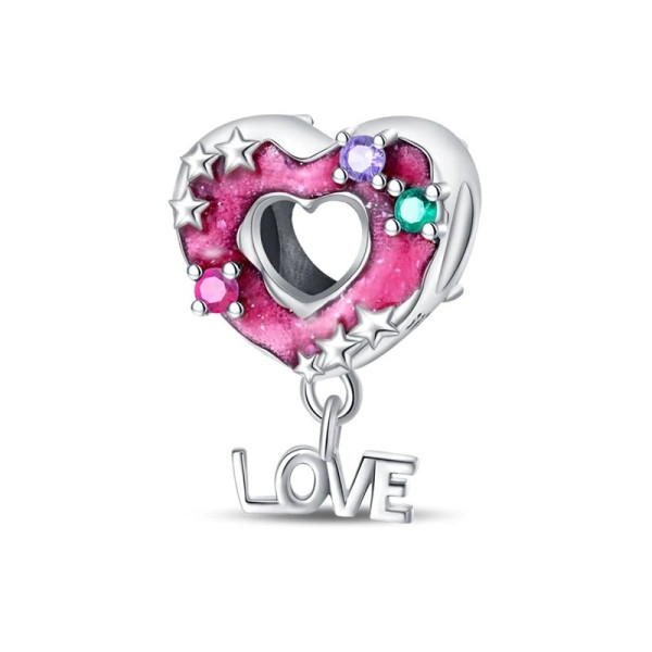 Donut-Anhänger mit Herz Design aus 925 Sterling Silber