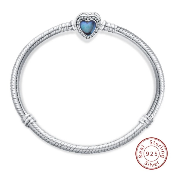 Silberarmband aus 925 Sterling Silber mit blauem Zirkonia Herz-Anhänger