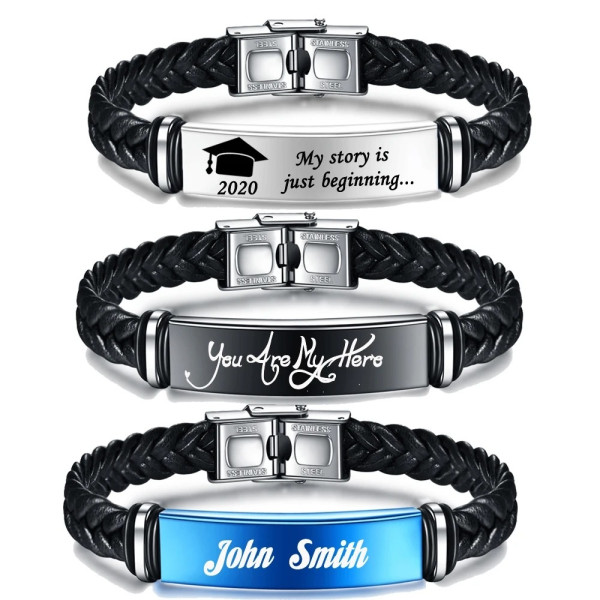 Personalisierbares Lederarmband für Herren mit Gravur