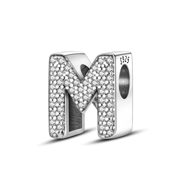 Buchstaben-Anhänger „M“ mit Zirkonia aus 925 Sterling Silber
