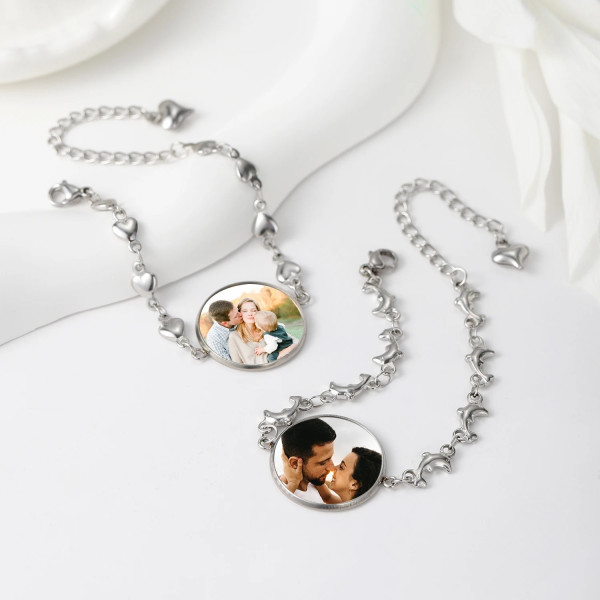 Fotoarmband aus Edelstahl – Personalisiertes Damenarmband mit eigenem Bild