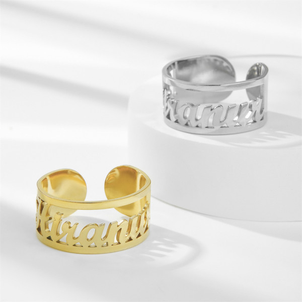 Edelstahl Namensring – personalisierter Ring, größenverstellbar