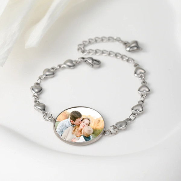 Fotoarmband aus Edelstahl – Personalisiertes Damenarmband mit eigenem Bild