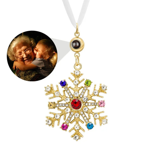 Weihnachtsbaum-Schneeflocke (Bunt) mit Fotoprojektion – Personalisierte Dekoration mit eigenem Bild